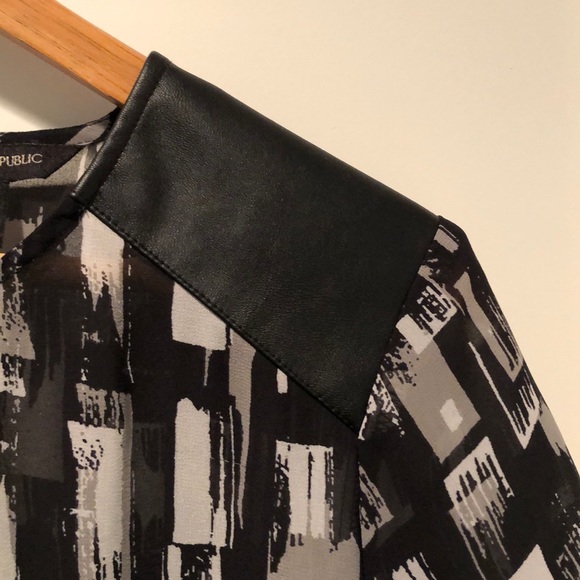 Black Faux Leather Tee - Picture 2 of 4